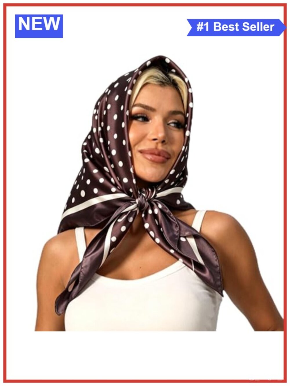 Polka Dot Satin Head Scarf Silky Feel Hair Wrapping Bandana Shawl Wrap